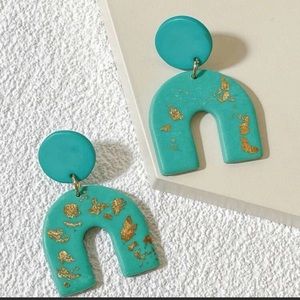 Artisian Cactus Clay Art Earrings NWT